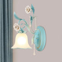 Blue Milk Glass Wall Mount Bell Shade Sconce Lamp - Romantic & Pastoral Lighting 1 /