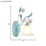 Blue Milk Glass Wall Mount Bell Shade Sconce Lamp - Romantic & Pastoral Lighting