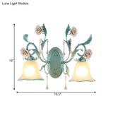 Blue Milk Glass Wall Mount Bell Shade Sconce Lamp - Romantic & Pastoral Lighting