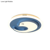 Blue Modern Metal Teen Ceiling Mount Light - Little Dolphin Lamp