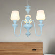 Blue Nordic Style Cylinder Chandelier: Metal Hanging Light For Study Room 3 /