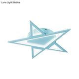 Blue/Pink Led Acrylic Star Flush Mount For Modern Bedroom Ceiling Lighting