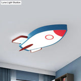 Blue Rocket Bedroom Flushmount Ceiling Fixture - Acrylic Led Contemporary Light