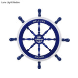 Blue Rudder Design Led Flushmount Ceiling Light For Modern Circular Sleeping Room