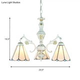 Blue Stained Glass Pendant Chandelier With Traditional Pattern For Indoor Dining
