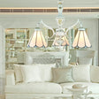 Blue Stained Glass Pendant Chandelier With Traditional Pattern For Indoor Dining / Gem