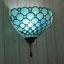 Blue Stained Glass Tiffany Style Fish Scale Bowl Wall Mount Light