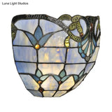 Blue Stained Glass Victorian Style Sconce Light - Perfect For Coffee Shops