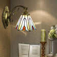 Blue Stained Glass Vintage Bell Shade Wall Sconce - Bedroom Lighting Beige