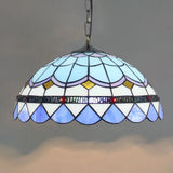 Blue Tiffany Glass Dome Hanging Lamp - 16’ Wide 1 Light