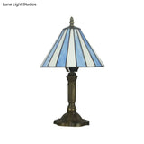 Blue Tiffany Style Glass Desk Lamp - Simple And Elegant Bedroom Lighting Solution