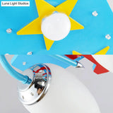 Blue Wooden Cartoon Led Ceiling Light - Kid’s Kindergarten Plane Shape Design