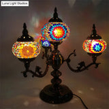 Bohemia Oval Stained Glass Nightstand Light - 4 Bulbs Red/Yellow/Orange Bedroom Lighting