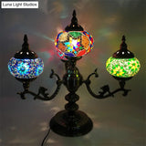 Bohemia Oval Stained Glass Nightstand Light - 4 Bulbs Red/Yellow/Orange Bedroom Lighting