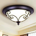 Bowl Bedroom Flush Mount Lamp - Classic Frosted Glass Led Ceiling Light White Warm/White
