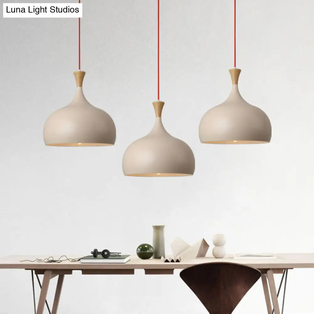 Bowl Ceiling Lamp - Modern Metal Hanging Light Fixture With Wood Cap’