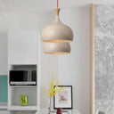 Bowl Ceiling Lamp - Modern Metal Hanging Light Fixture With Wood Cap’ Brown