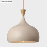 Bowl Ceiling Lamp - Modern Metal Hanging Light Fixture With Wood Cap’