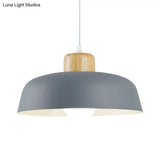 Bowl Shade Pendant Lamp - Metallic Macaron Hanging Light In Pink/Blue/Yellow