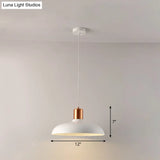 Bowl-Shaped Restaurant Pendant Light - Metal Construction Macaron Suspension Design With 1 Bulb