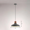 Bowl-Shaped Restaurant Pendant Light - Metal Construction Macaron Suspension Design With 1 Bulb Grey