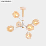 Branch Chandelier With Glass Shades: Restaurant Suspension Lamp (6/8 Lights) In Amber/Blue