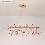 Branch Island Light Nordic Crystal Gold Hanging Ceiling - 16/24 Head Colorful Design For Dining Room