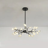 Branch-Like Wireframe Led Chandelier: Modern Metal Hanging Light For Living Room 30 / Black B