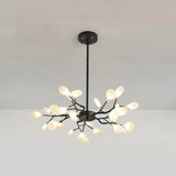 Branch-Like Wireframe Led Chandelier: Modern Metal Hanging Light For Living Room 30 / Black C