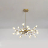 Branch-Like Wireframe Led Chandelier: Modern Metal Hanging Light For Living Room 30 / Gold B