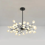 Branch-Like Wireframe Led Chandelier: Modern Metal Hanging Light For Living Room 45 / Black C