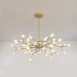 Branch-Like Wireframe Led Chandelier: Modern Metal Hanging Light For Living Room 54 / Gold B