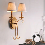 Brass 2-Light Country Cone Sconce For Bedroom Wall Mount