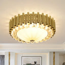 Brass 6 - Head Crystal Flushmount: Modern Bedroom Ceiling Lighting