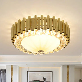 Brass 6 - Head Crystal Flushmount: Modern Bedroom Ceiling Lighting