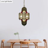 Brass Arabian Lantern Pendant Light - 3-Head Chandelier Fixture For Restaurants