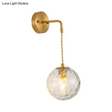 Brass Bedside Wall Sconce Light With Water Glass Shade - Simplicity At Its Finest!