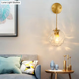 Brass Bedside Wall Sconce Light With Water Glass Shade - Simplicity At Its Finest!