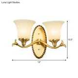 Brass Bell Wall Lamp With Cream Glass And Oval Backplate - Countryside 1/2-Light Mount