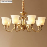 Brass Chandelier Pendant Light With Traditional Flared Design