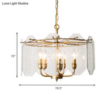 Brass Cylinder Ceiling Chandelier With Clear Glass Modern Design 5 Heads Hanging Light Fixture -