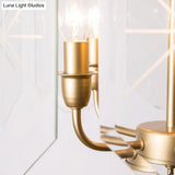 Brass Cylinder Ceiling Chandelier With Clear Glass Modern Design 5 Heads Hanging Light Fixture -