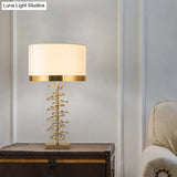Brass Drum Table Lamp - Classic Style With Fabric Shade 1 Head Ideal For Nightstands