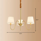 Brass Fabric Bucket Shade Suspension Light - Simplicity Chandelier For Living Room 3 /