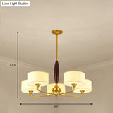 Brass Fabric Drum Chandelier: Minimalist Pendant Light For Living Room