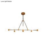 Brass Finish Island Light With Orb Shade - 8-Light Metal Hanging Lamp For Dining Room