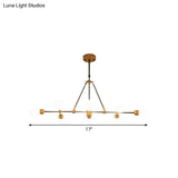 Brass Finish Island Light With Orb Shade - 8-Light Metal Hanging Lamp For Dining Room