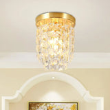 Brass Flush Light With Clear Crystal Shade For Hallway - Simplicity Design