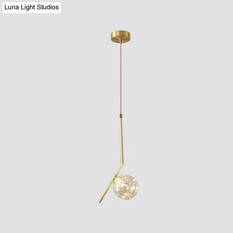 Brass Glass Led Pendant: Modern Sphere Ceiling Lamp For Dining Room