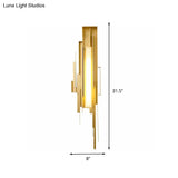 Brass/Gold Sconce Lamp: Irregular Shape With Left/Right Tip - Unique Metal Wall Lighting Fixture
